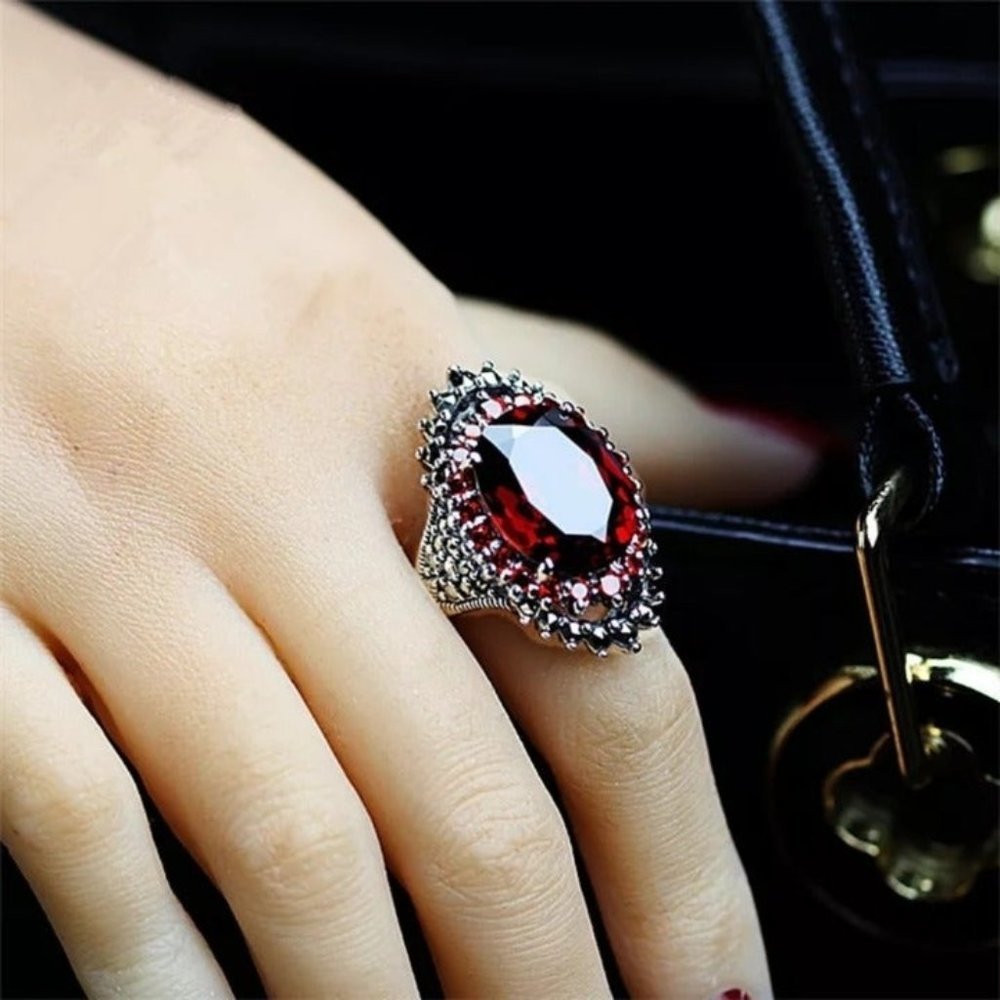 Sterling Silver Red Crystal CZ Ring